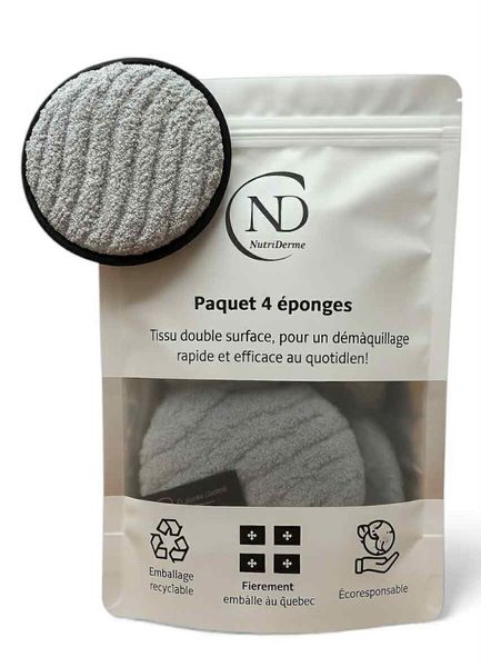 4 éponges démaquillantes réutilisables